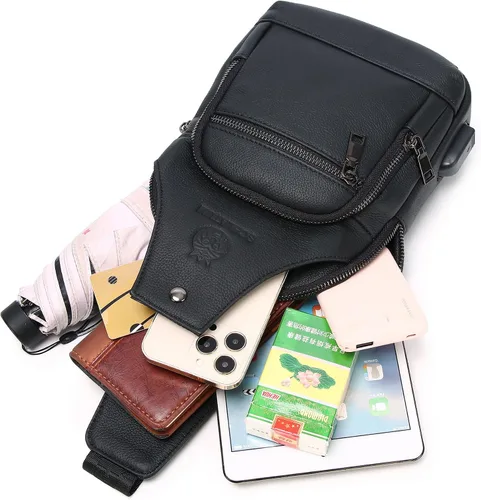 Miniatura 134 de LUKZIJAES Bolso bandolera de cuero genuino para hombre
