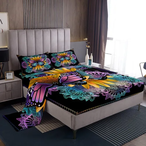 Miniatura 25 de Erosebridal Southwestern - Juego de sábanas y fundas de almohada, juego de sábanas azteca bohemio, diseño hippie de cachemira, tamaño individual