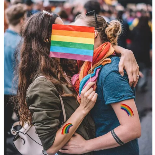 Miniatura 3 de 40 hojas de tatuajes temporales de arco iris, tatuajes del orgullo de mariposa/flor/corazón/arco iris para festivales del orgullo (arco iris 1)