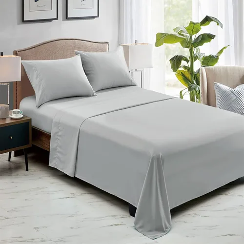 Miniatura 6 de FreshCulture Sábanas planas individuales solamente, paquete de 6, sábanas de microfibra suave para el hogar, salones, hoteles, sábanas planas a Gris