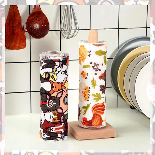Miniatura 2 de Redbaker 50 piezas de toallas de papel reutilizables paños de algodón reutilizables sin papel toallas de papel absorbentes lavables con rollo paños