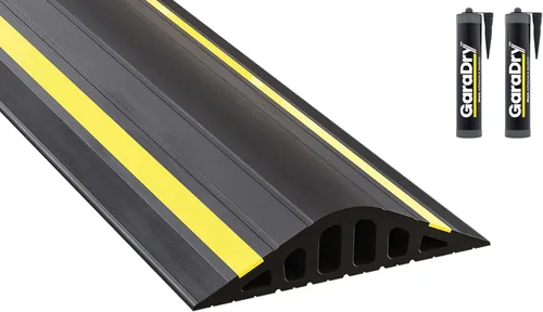 Kit de umbral de barrera de inundación para puerta de garaje de 1 ½ pulgadas de alto (8 pies 3 pulgadas) | PVC flexible | Kit completo incluye 2