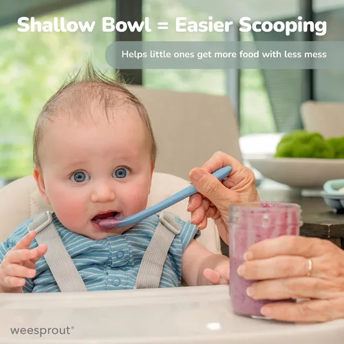 Miniatura 6 de WeeSprout Cucharas de silicona para bebé, utensilios de alimentación infantil de primera etapa con punta suave, utensilios de cocina flexibles