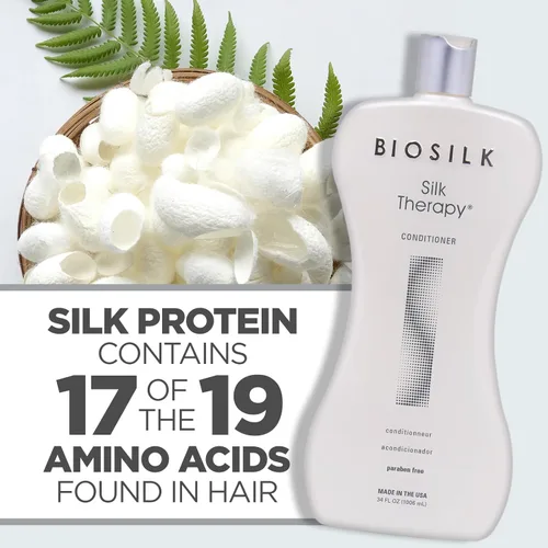 Miniatura 5 de BioSilk Acondicionador de terapia de seda, hidrata y acondiciona el cabello para un brillo increíble, sin sulfatos, parabenos y crueldad, 34 onzas