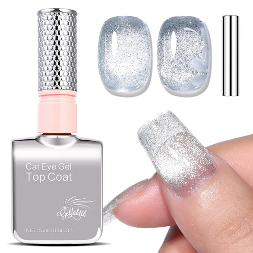 Miniatura 10 de 5-en-1 Esmalte de uñas de gel ojo de gato 15ml Fórmula todo en uno, sin necesidad de capa base/selladora, esmalte de uñas magnético fácil para Ámbar