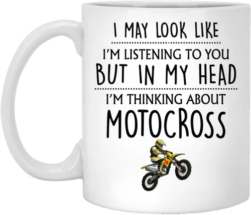 Taza de motocross – Regalo divertido para motociclista, él, hombres, papá, novio – 11 onzas