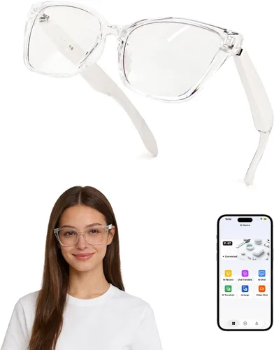 Lentes inteligentes para mujer, con audio de oído abierto, Bluetooth con marco transparente, llamadas manos libres, cómodos de llevar para viajes,