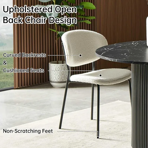 Miniatura 5 de NORDICANA Juego de mesa de comedor de 5 piezas, juego de comedor de 47 pulgadas para 4, mesa de cocina redonda y sillas de comedor beige, juego