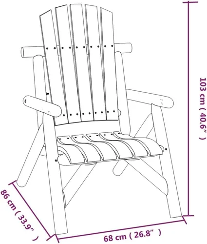 Miniatura 2 de Solid Spruce Wood Garden Chair Burned Wood Look Ergonomic Design Durable Outdoor Seating Rectangular Shape 33.9x26.8x40.6 in Brown for Patio Balcony
