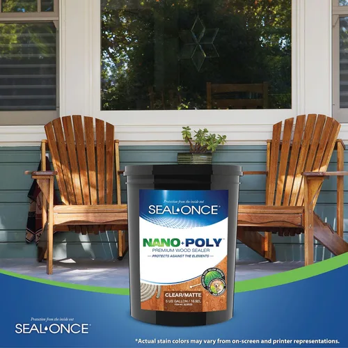 Miniatura 7 de Sellador Seal-Once Nano+Poly de madera penetrante con poliuretano, sellador impermeable de alta calidad, 5 galones, transparente Con poliuretano