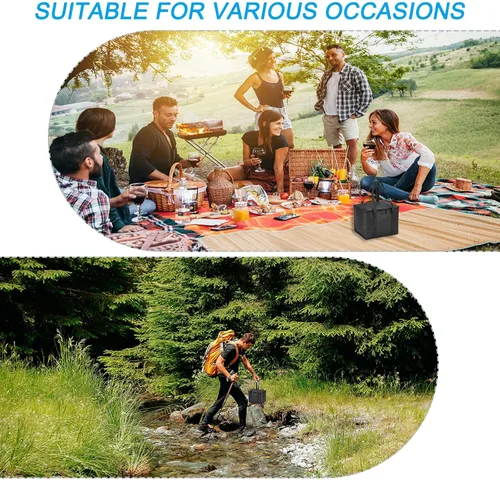 Miniatura 7 de PATIKIL Bolsa de comestibles reutilizable aislada, bolsa térmica aislada para entrega de alimentos con cremallera plegable para transporte frío