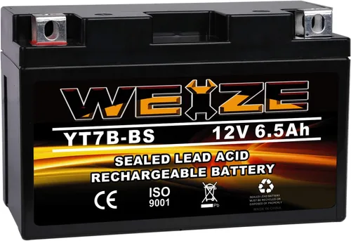 Weize YT7B-BS Batería de alto rendimiento - sin mantenimiento - Batería sellada de la motocicleta AGM YT7B BS para Yamaha ATV