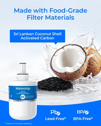 Miniatura 6 de Waterdrop DA29-00003G Filtro de agua para refrigerador, repuesto para Samsung®, DA29-00003B, DA29-00003A, Aqua-Pure Plus, HAFCU1, RFG237AARS, FMS-1