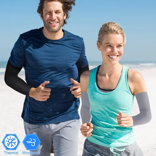 Miniatura 13 de 4 piezas de manga térmica de compresión para hombres y mujeres, actividades al aire libre de invierno, ciclismo, baloncesto, correr