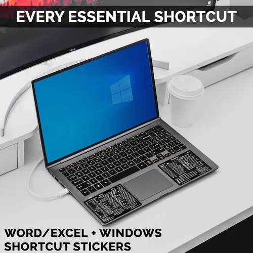 Miniatura 3 de SYNERLOGIC Windows + Word/Excel (para Windows) Guía de referencia rápida Adhesivos de teclado, vinilo sin residuos (negro/pequeño/combinado/2 juegos)