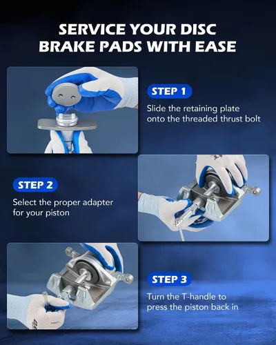 Miniatura 4 de Orion Motor Tech Herramienta de compresión de pinza de freno 2 en 1 y kit de purga de freno, bomba de vacío de mano, herramienta de servicio