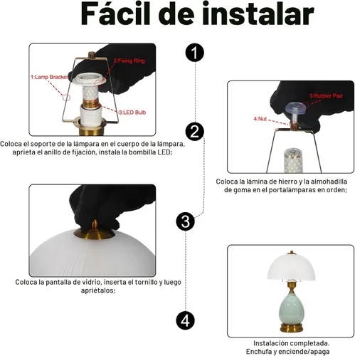 Miniatura 9 de Lámparas de mesa retro de cerámica para sala de estar, 16.73 pulgadas, moderna mesita de noche, lámparas tradicionales, lámpara clásica de cristal