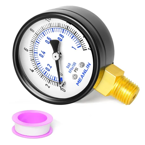 Miniatura 10 de MEANLIN MEASURE Medidor de presión de bomba de pozo de 0-100 psi, esfera de cara de 2 pulgadas, NPT de 1/4 pulgadas para bomba de pozo, probador