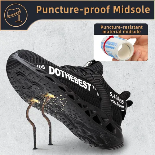 Miniatura 5 de Furuian - Tenis con punta de acero para hombres y mujeres, zapatos de seguridad ligeros, cómodos, a prueba de pinchazos, zapatos de trabajo