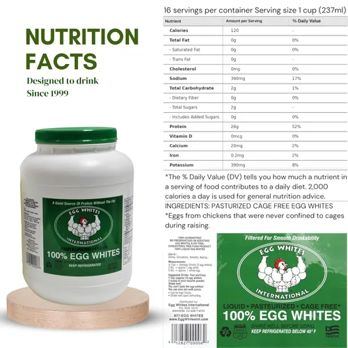 Miniatura 2 de Egg Whites International - Proteína líquida 100% pura de clara de huevo diseñada para beber. AHORA 100% SIN JAULA (1 galón)