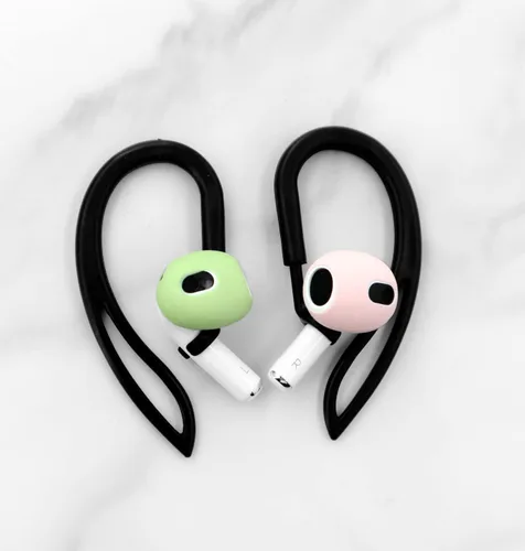 Miniatura 5 de 2 pares de ganchos para las orejas compatibles con AirPods 3, 2, 1 y Pro, rotación de 360, longitud ajustable, antideslizante para deportes al aire