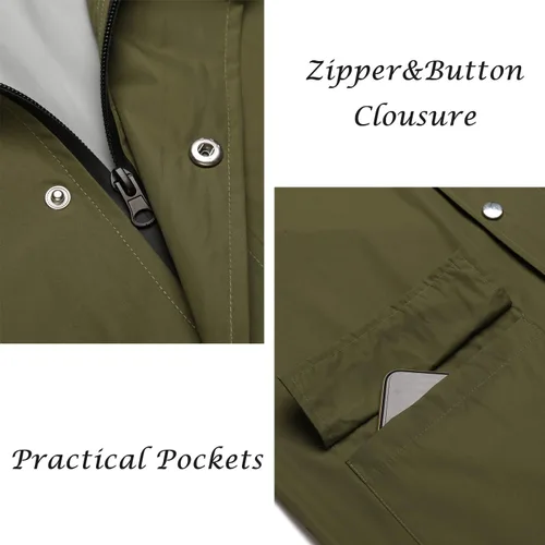 Miniatura 5 de COOFANDY Chaqueta impermeable para hombre con capucha impermeable ligera activa larga