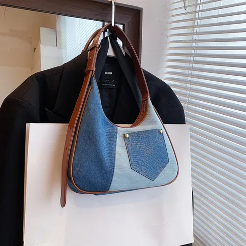 Miniatura 6 de Extolove Bolsa de mezclilla, monederos de mezclilla de moda para mujer, bolso de hombro de mezclilla Y2K