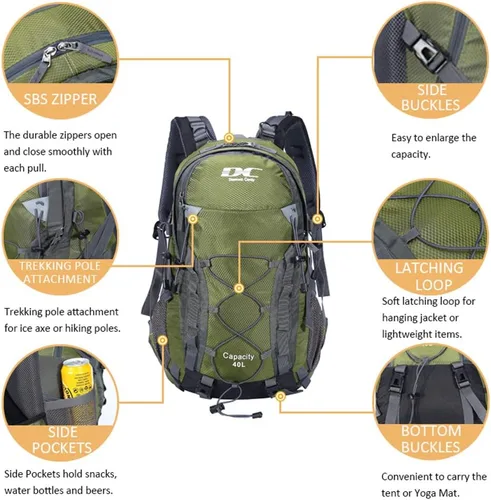 Miniatura 2 de Diamond Candy Mochila de Senderismo Impermeable para Hombres y Mujeres, Mochila Ligera de Día para Viajes y Campamento Waterproof