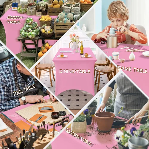 Miniatura 20 de Famstar Paño de Mesa Negro de 4 Pies de Elastano, Paño de Mesa Ajustado para Mesas Rectangulares, Fundas Elásticas Lavables Sin Arrugas