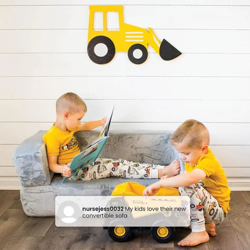 Miniatura 6 de Delta Children Sofá convertible y juego para niños y niños pequeños, sofá modular de espuma y tumbona abatible con 2 otomanas, color gris