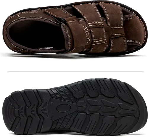Miniatura 5 de Jousen Men's Sandals Leather Open Toe Beach Sandal Outdoor Summer Sport Hiking Sandals