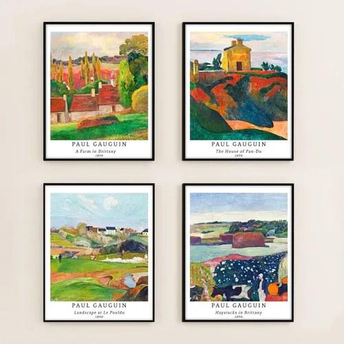 Miniatura 7 de Berkin Arts Juego de 4 impresiones artísticas de arte giclée sin marco, arte de paisaje de 8 x 10 pulgadas, decoración escolar, rústico, natural
