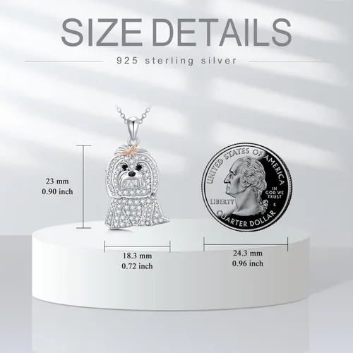 Miniatura 83 de Collares con colgante de perro de plata de ley S925 – 24 razas corgi/husky/labrador/pastor para mujer