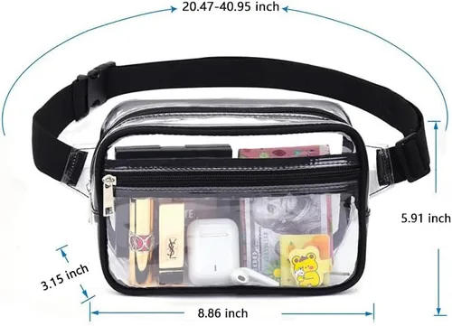 Miniatura 6 de BEUTEY Riñonera transparente aprobada para estadios, bolsa transparente para mujeres y hombres, pequeña bolsa cruzada transparente aprobada