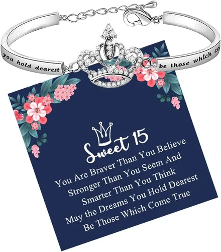 LQRI Sweet 15 Gifts Girls Sweet 15 Jewelry Quinceañera Gift Princess Crown Bracelet May the Dreams You Hold Quearest Be those which come true