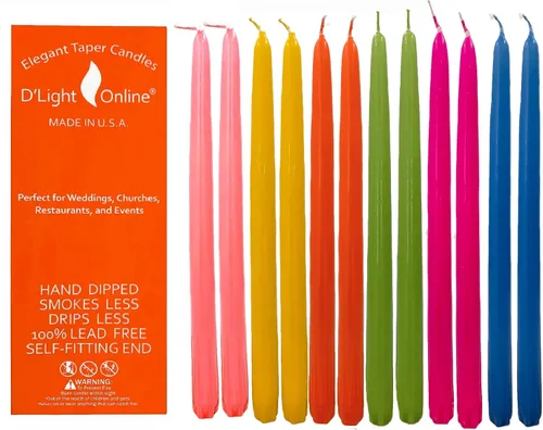 D'light Online Velas cónicas elegantes de temporada de verano de 10 pulgadas de colores surtidos - Velas en barra de colores vibrantes sin perfume,