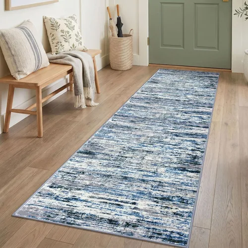 Miniatura 83 de Alfombra de pasillo moderna Lansny 2 x 6 pulgadas, alfombra de cocina lavable verde mostaza multicolor, alfombra antideslizante suave para pasillo