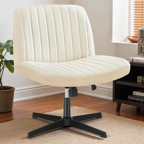 DUMOS Silla de escritorio sin ruedas, silla cruzada ancha con patas cruzadas, silla de tocador de escritorio de oficina, sillas giratorias