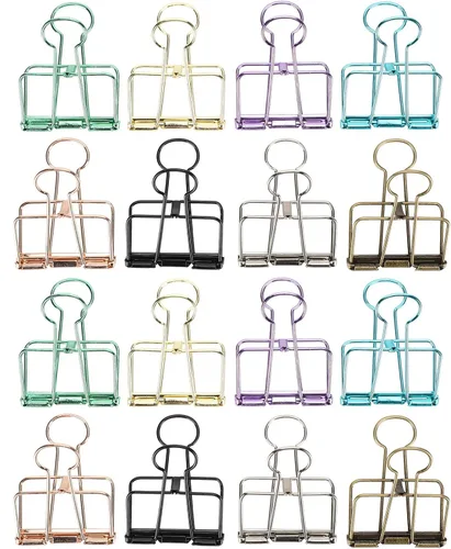 16 clips huecos para carpeta, 8 colores, diseño de esqueleto, abrazaderas de papel para oficina, escuela, hogar, organizar documentos, archivos y