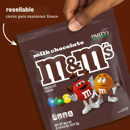 Miniatura 4 de M&M'S Caramelos de chocolate con leche, tamaño de fiesta, bolsa de 38 onzas