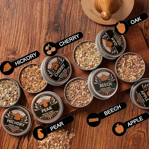 Miniatura 5 de Kit ahumador para whisky con antorcha - 6 sabores de astillas de madera, 2 vasos, 6 piedras para whisky, kit infusor para ahumar cócteles, kit Ébano