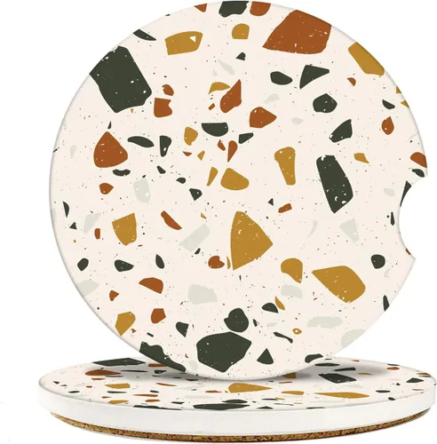 Miniatura 7 de Britimes Posavasos absorbentes para automóvil para bebidas, paquete de 2 portavasos, piedra de cerámica de 2.56 pulgadas y base de corcho Azul