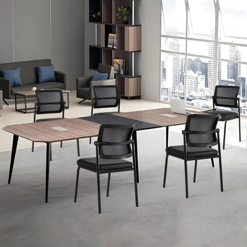 Miniatura 2 de CLATINA Sillas apilables para sala de espera, respaldo de malla ajustable, sin brazos, silla de recepción de invitados de oficina con cojín de cuero