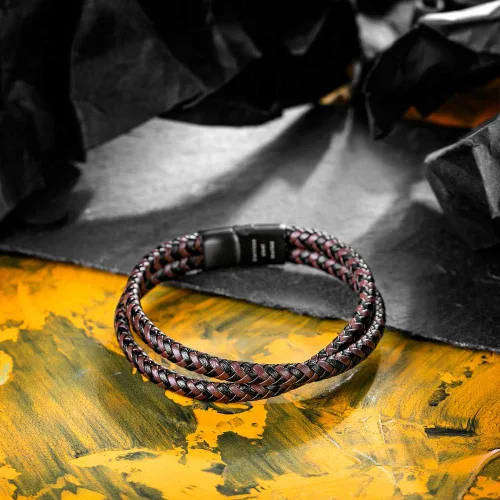 Miniatura 5 de Murtoo - Pulsera de cuero trenzado para hombre, color marrón y negro