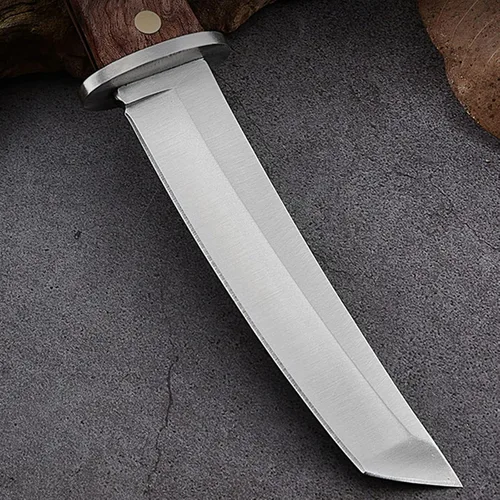 Miniatura 5 de Cuchillo de hoja fija de supervivencia, cuchillo utilitario de caza de camping al aire libre, mango de madera