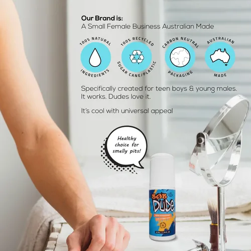 Miniatura 3 de Desodorante orgánico certificado 808Dude para niños adolescentes. Elimina los hoyos apestosos de los niños. Sin aluminio. Ingredientes nativos