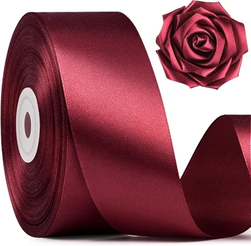 Miniatura 21 de Mauproy Cinta de satén rosa bebé de 1-1/2 pulgadas de ancho, cinta de tela de poliéster sólido de 50 yardas para hacer rosas, envoltura de regalos