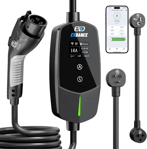 EVDANCE Cargador portátil de nivel 1 y 2, control de aplicación inteligente y habilitado para WiFi/Bluetooth, cable de 25 pies, certificado ETL