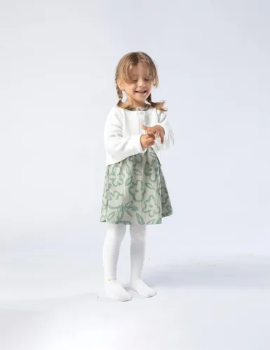 Miniatura 4 de Petrass Medias de punto trenzado para bebés y niñas, medias de algodón sin costuras con pies completos, leggings sin costuras para niñas recién