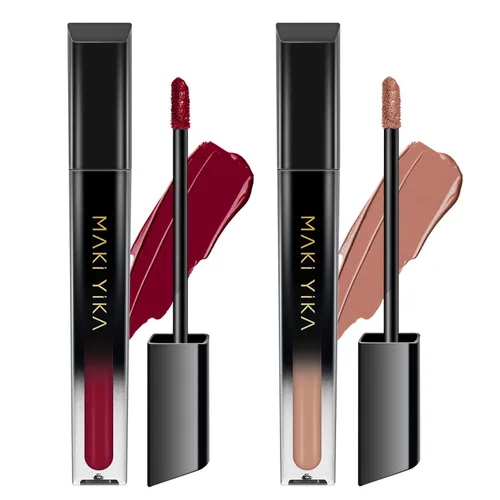 Miniatura 31 de MAKI YIKA Lápiz labial rojo burdeos para mujer, pintalabios de larga duración, sin manchas, mate, líquido, a prueba de transferencia, sin crueldad